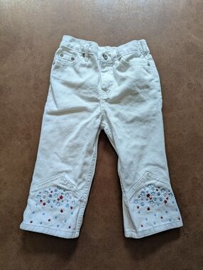 Vintage White Jeans With Blue And Red Sparkly Stars
